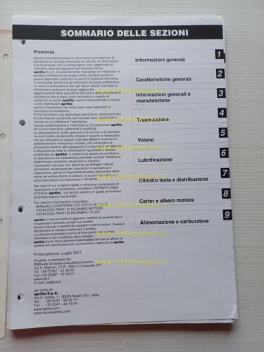 Aprilia MOTORE 100 4t 2001 catalogo ricambi originale