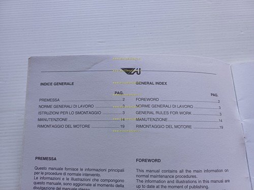 Aprilia Motore AM 345 50 manuale officina Italiano Inglese originale