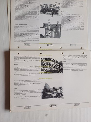 Aprilia motore Rotax 655 1992 manuale officina italiano originale