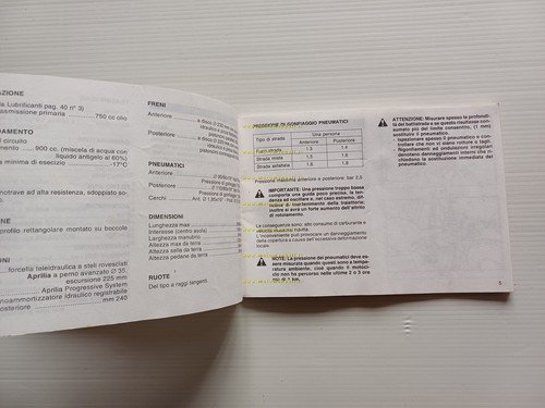 Aprilia Pegaso 50 manuale uso manutenzione originale