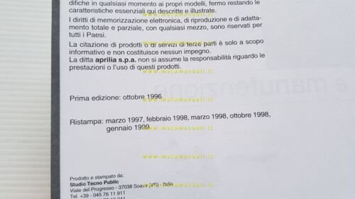 Aprilia Pegaso 650 1996-99 manuale uso manutenzione libretto ITALIANO originale