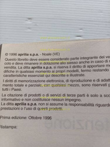 Aprilia Pegaso 650 1996 manuale uso manutenzione italiano ORIGINALE