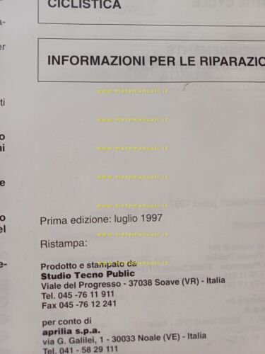 Aprilia Pegaso 650 1997 manuale officina TELAIO italiano ORIGINALE