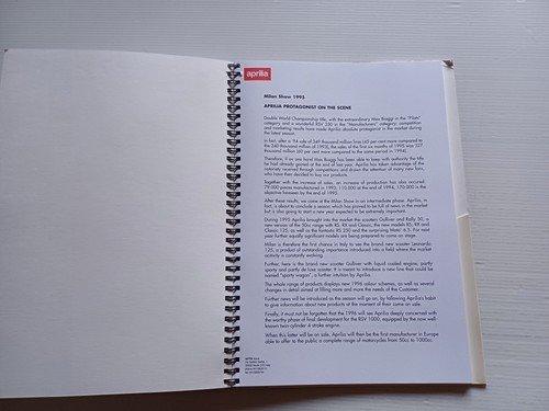 Aprilia presentazione modelli 1995 salone Milano cartella stampa originale