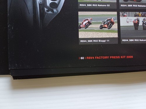 Aprilia presentazione RSV4 Factory modello 2009 cartella stampa originale