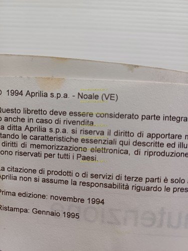 Aprilia Rally 50 - Catalitica 1995 manuale uso manutenzione libretto …