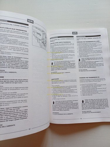 Aprilia Rally 50 scooter 1995 manuale officina TELAIO italiano ORIGINALE