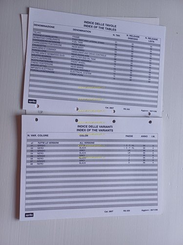 Aprilia RS 250 1995-96 catalogo ricambi TELAIO originale
