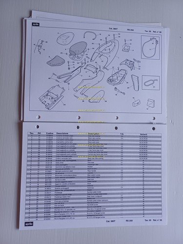 Aprilia RS 250 1995-96 catalogo ricambi TELAIO originale