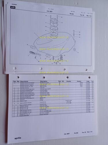 Aprilia RS 250 1995-97 catalogo ricambi TELAIO originale FRAME parts …