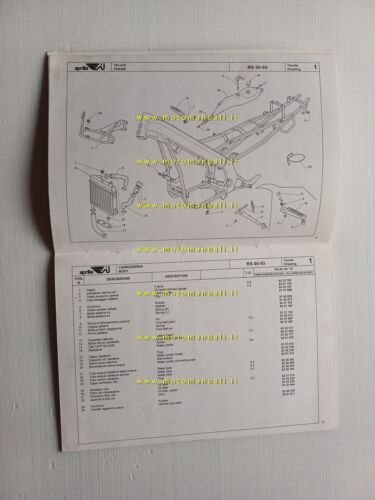 Aprilia RS 50 1993 catalogo ricambi TELAIO originale
