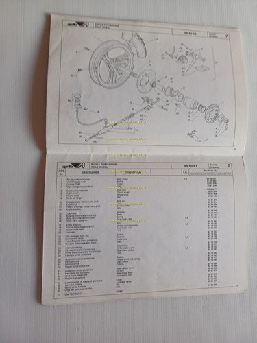 Aprilia RS 50 1993 catalogo ricambi TELAIO originale