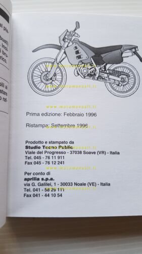 Aprilia RX 50 1996 manuale uso manutenzione libretto ITALIANO originale