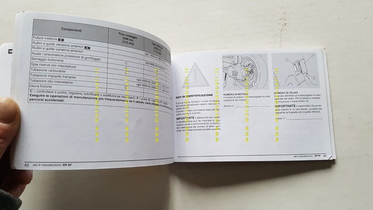 Aprilia SR 50 2000-02 manuale uso manutenzione italiano originale