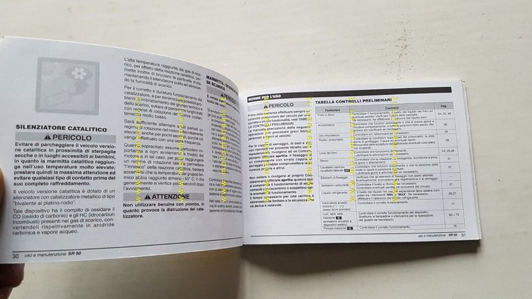 Aprilia SR 50 2000-02 manuale uso manutenzione italiano originale