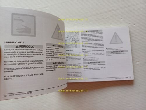 Aprilia SR 50 2000-2002 manuale uso manutenzione ORIGINALE