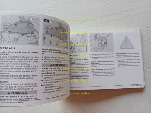 Aprilia SR 50 2000-2002 manuale uso manutenzione ORIGINALE