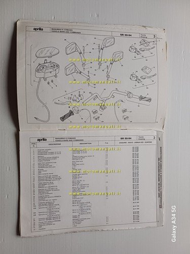 Aprilia SR 50 raffreddamento aria 1994 catalogo ricambi TELAIO originale