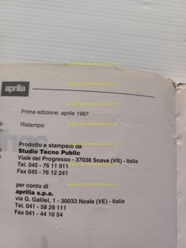 Aprilia SR 50 scooter 1997 manuale officina TELAIO italiano ORIGINALE