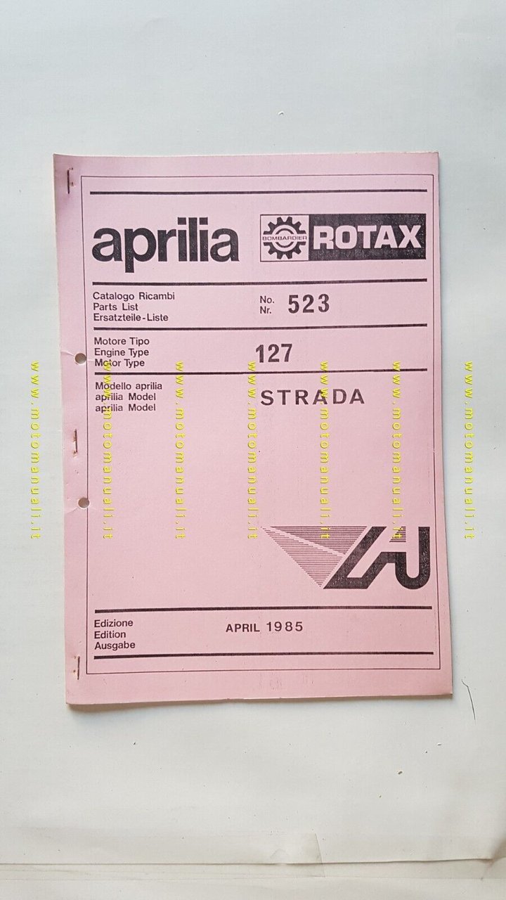 Aprilia STRADA 125 1985 catalogo ricambi MOTORE 127 engine parts …