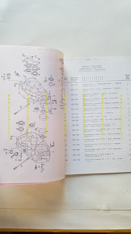 Aprilia STRADA 125 1985 catalogo ricambi MOTORE 127 engine parts …