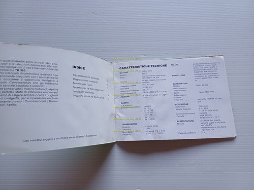 Aprilia TR 320 Trial 1983 manuale uso manutenzione libretto originale