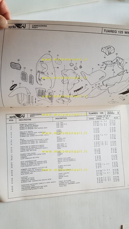 Aprilia Tuareg 125 1988 catalogo ricambi TELAIO originale