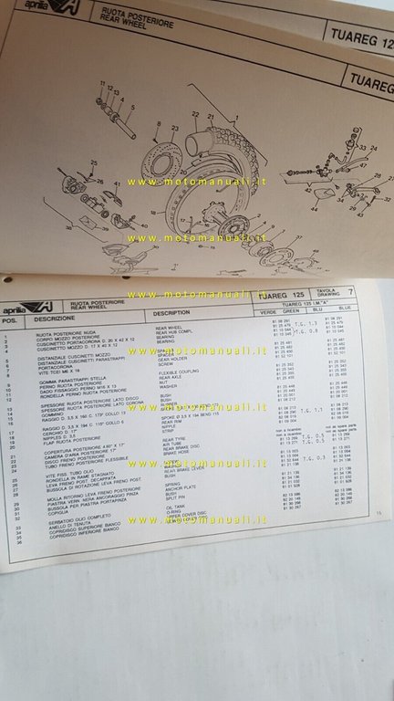 Aprilia Tuareg 125 1988 catalogo ricambi TELAIO originale