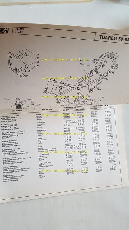 Aprilia Tuareg 50 1988 catalogo ricambi TELAIO originale