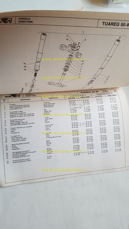 Aprilia Tuareg 50 1988 catalogo ricambi TELAIO originale