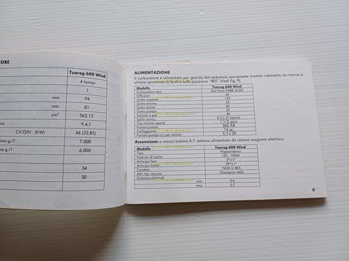 Aprilia Tuareg 600 Wind manuale uso manutenzione libretto istruzioni originale