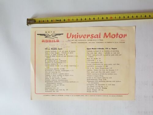Aquila 175 moto 1957 depliant originale brochure