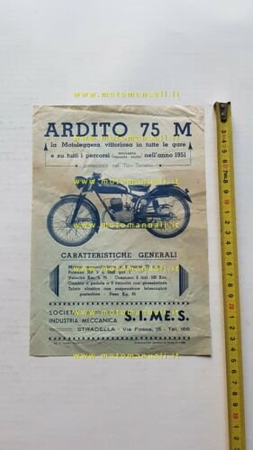 Ardito 75 M 1952 depliant moto ITALIANO originale brochure