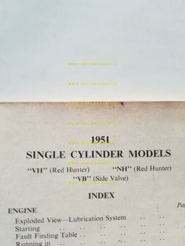 Ariel modelli monocilindrici 1951 manuale uso manutenzione INGLESE originale