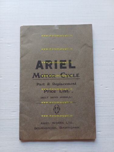 Ariel modelli trasmissione cinghia 1914-15 catalogo ricambi Inglese originale