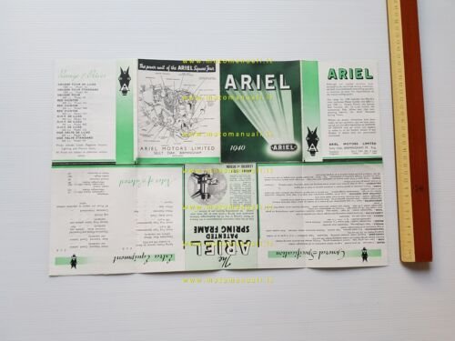 Ariel produzione modelli moto 1940 depliant INGLESE anteguerra originale
