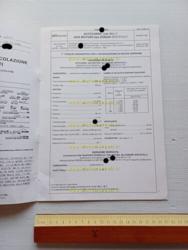 Asia Motors Rocsta 1.8 1991 Facsimile scheda DGM estensione di …