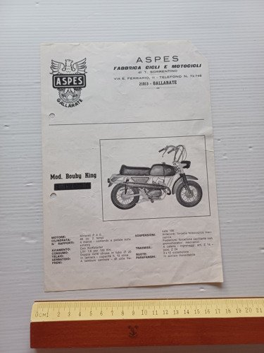 Aspes 50 modelli 1969 Bouby King-Sprint-Sport 4V depliant italiano originale