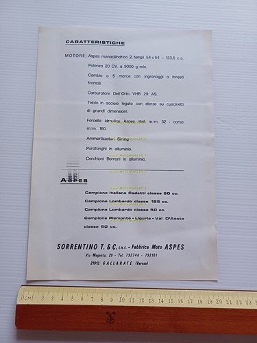 Aspes Hopi 125.5 RG 1972 depliant italiano originale
