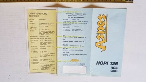 Aspes HOPI 125 RGE CRS 1973 depliant originale moto brochure