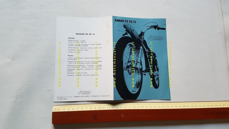 Aspes Navajo 50 P6 CS 1975 depliant originale italiano ciclomotore …