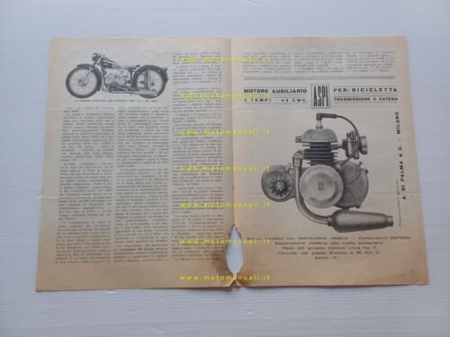 ASPI 125 1947 ristampa prova Motociclismo depliant italiano originale