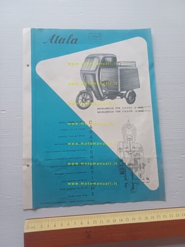 Atala 50 motocarro 112 furgonato anni 60 depliant italiano originale