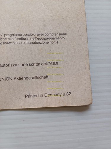 Audi 100 modelli 1982 manuale uso manutenzione libretto italiano originale
