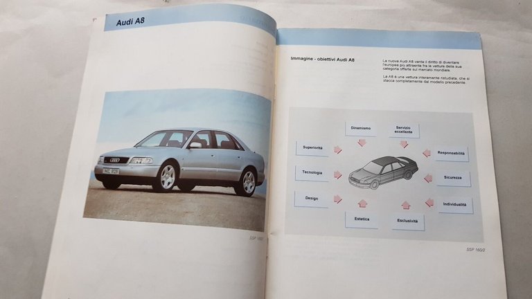 Audi 8 carrozzeria alluminio 1994 manuale opuscolo descrizione per venditori