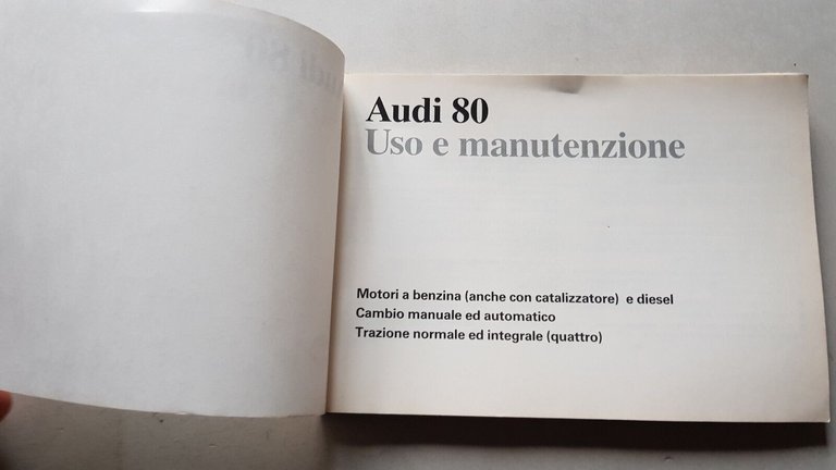 Audi 80 1989 manuale uso libretto originale auto italiano