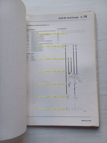 Audi 80 modelli 1979-81 manuale officina schemi elettrici italiano originale