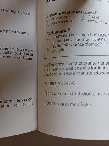 Audi 80 modelli 1991 manuale uso manutenzione libretto italiano originale