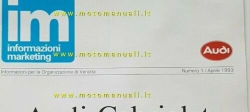AUDI Cabrio 1993 depliant Organizzazione di Vendita ITALIA originale brochure