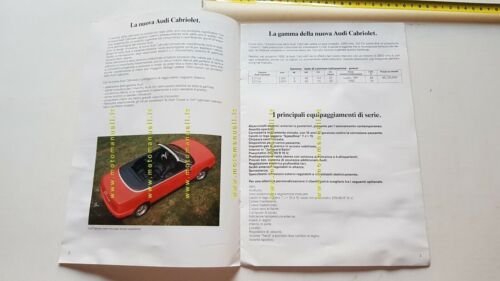 AUDI Cabriolet 1991 depliant Organizzazione di Vendita ITALIA originale brochure